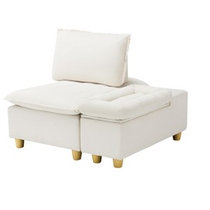 Vynxaria 44-Inch Pumpkin Flannel Single Sofa - Stylish & Functional with Storage & Cup Holders - 1 of 3