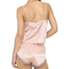 Anna-Kaci Lounge Women's Satin Pajama Set with Embroidered Lace Trim Cami Top and Elastic Waist Shorts - 2 of 4