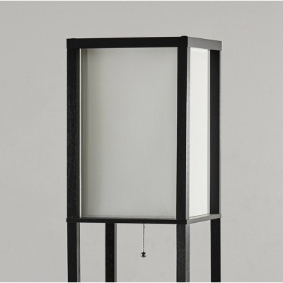 Murray Black MDF 3-Drawer Shelf Lamp with Off-White Cotton Shade