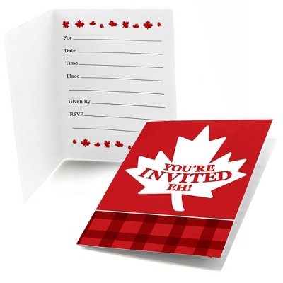 Big Dot of Happiness Canada Day - Fill In Canadian Party Invitations (8 count)