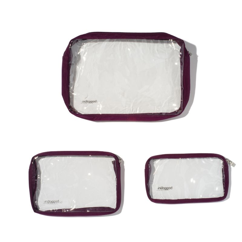 baggallini Clear Travel Pouches 3 Piece Set Cosmetic Toiletry Bags, 3 of 4