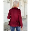 Coolmee Women's Velvet Blazer Ruched Long Sleeve Shawl Lapel Button Front Ruffle Cardigan Suit Jacket - 2 of 4