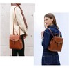Generic Simple Vegan Leather Flap 3 Way Convertible Backpack Classic Vintage Faux Leather Fashion Daypack - 3 of 4