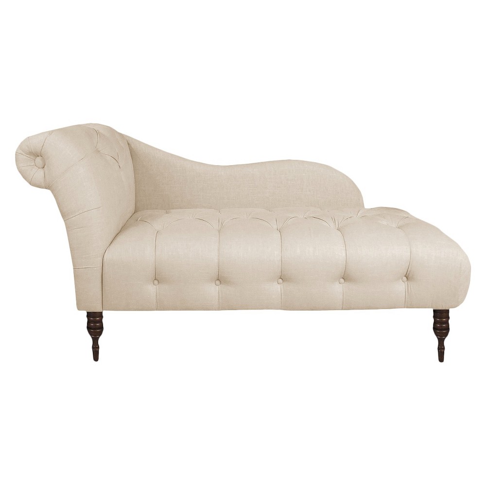 Skyline Furniture Eden Diamond Tufted Chaise: Upholstered Lounge Chair, Wood Legs