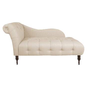 Eden Diamond Tufted Chaise in Linen Cream - Skyline Furniture