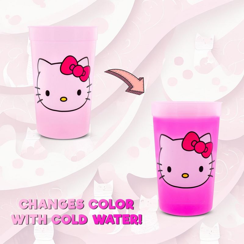 Silver Buffalo Sanrio Hello Kitty 4-Piece Color-Change Plastic Cup Set | Each Holds 15 Ounces, 2 of 10