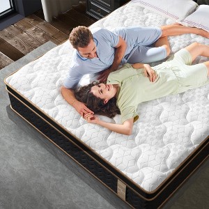 Whisen 10" Queen Hybrid Mattress, Memory Foam Mattress, Pocket Innerspring, Fiberglass-Free - White & Black - 1 of 4