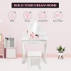 Kids Vanity Set with Adjustable Angle Mirror, Pretend Play Girls Vanity Table and Chair Set with Mirror, Stool, and Wood Makeup Playset - 3 of 4