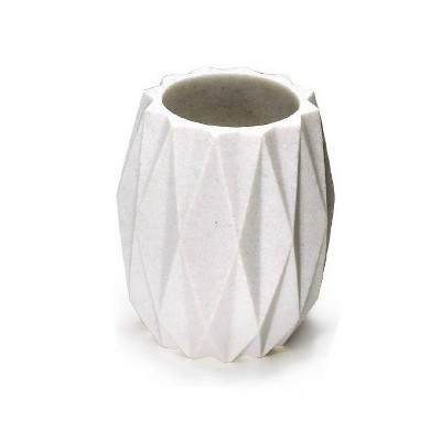 White Diamond Pattern Polyresin 4-Piece Bath Accessory Set