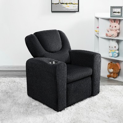 Home Imports Emporium Push Back Kids Recliner Chair with Footrest & Cup Holders, Push Back Toddler Recliner with Cup Holder in Chenille Fabric