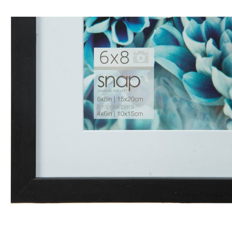 SNAP 6&#34;x8&#34; Black Tabletop and Wall Picture Frame with 4&#34;x6&#34; Single White Mat Opening, 3 of 5