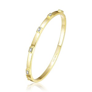 14K Gold-Colored Bangle Bracelet featuring radiant Cubic Zirconia, combining classic gold tones with sparkling elegance for a timeless accessory. - 1 of 3