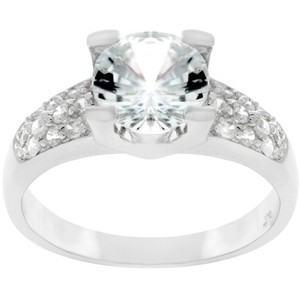 Slickblue Classic Clear Engagement Ring with Round Cubic Zirconia Center Stone - 1 of 1
