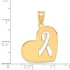Black Bow Jewelry 14k Yellow Gold Heart with Awareness Ribbon Pendant, 22mm (7/8 inch) - 3 of 4