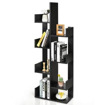 8-Tier Bookshelf Bookcase Space-Saving Storage Rack w/8 Open Compartments  Black Book Shelf Furniture Book Rack Book Shelf Wall - AliExpress