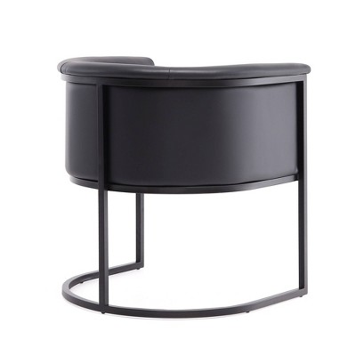 Bali High-Back Black Faux Leather & Metal Arm Chair