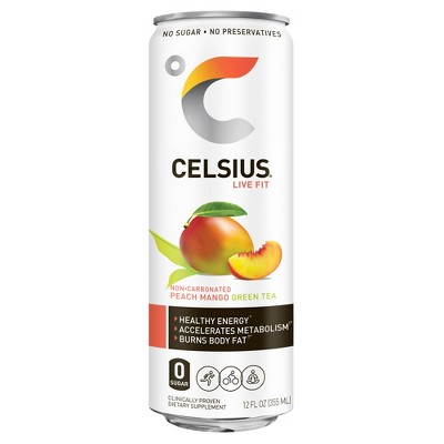Celsius Green Tea Peach Mango Energy Drink - 12 fl oz Can