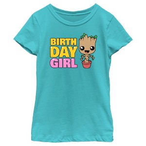 Girl's Marvel: Guardians of the Galaxy Birthday Girl Pot Plant Groot T-Shirt - 1 of 4