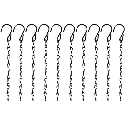 Farmlyn Creek 10 Pack Metal Hanging Chains with Hooks for Pots, Plants, Planters, and Bird Feeders, Black, 10 in.