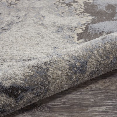 Gray Abstract 7' x 10' Synthetic Area Rug