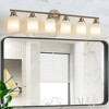 5-Light Golden Bathroom Vanity Light Fixture, Frosted Glass Shades, Modern Wall Mounted Lighting(Bulbs NOT Included) - 2 of 4