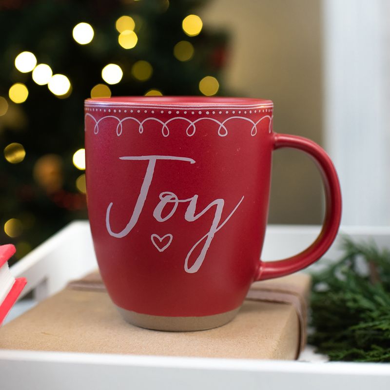 Elanze Designs Joy Raw Clay Bottom Red 16 ounce Ceramic Christmas Coffee Mug, 5 of 6