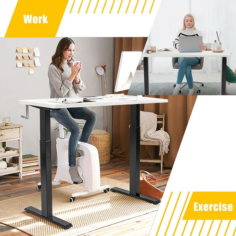Costway 48'' Sit to Stand Desk Adjustable Standing Workstation w/ Crank, 4 of 11