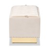Powell Velvet Fabric Upholstered and PU Leather Ottoman - Baxton Studio - 4 of 4