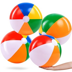 Joyfy 12/20" Multipacks Beach Balls, Large Rainbow Inflatable Beach Ball Beach Water Games, Pool Toys for Kids Adults Summer Fun, Beach Party Supply - 1 of 4