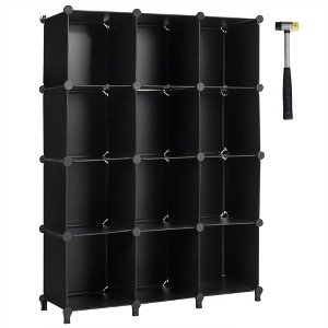 Costway 12 Cube Storage Organizer Plastic Organizer Units w/ Steel Frame Black - 1 of 4