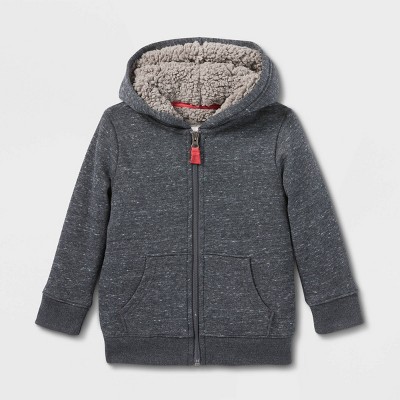 Toddler Boys' Sherpa Lined Fleece Hooded Zip-Up Jacket - Cat & Jack™