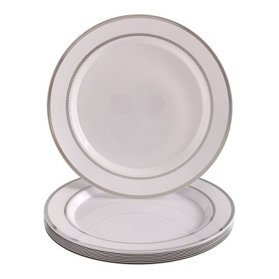 Silver Spoons Elegant Disposable Plastic Plates for Party, Heavy Duty Disposable Plate Set, (10 PC) - Ritz