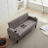 TYBOATLE 2-Piece Sofa Couch, Modern Linen Upholstered Sofa, 1 Loveseat & 1 Accent Chair Sofa with Deep Seats for Living Room,Light Gray - 2 of 4