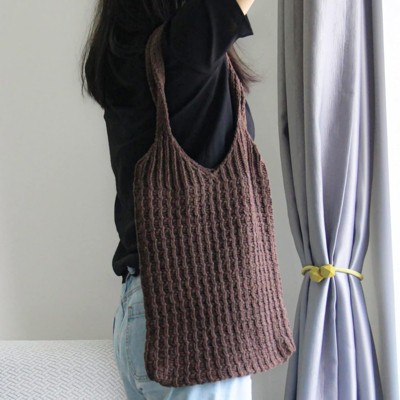 FATMOON Handmade Crochet Shoulder Bag for Women, Foldable and Lightweight Polyester Tote, Stylish & Practical Travel Purse