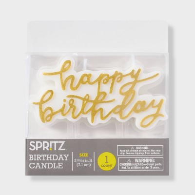 Gold Happy Birthday Candle - Spritz&#8482;