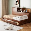 1pc Wooden Daybed, Solid Wood Frame with USB Ports and 3 Storage Drawers, No Box Spring Required - Baofuwish - 3 of 4