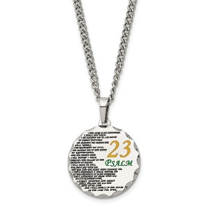 Black Bow Jewelry Stainless Steel Acid Etched Psalm 23 Disc Necklace, 24 Inch - 1 of 4