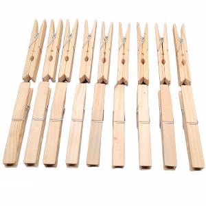 Handy Housewares 18-Piece Large 3.75" Long Wooden Clothespins, Great Wood Spring Clips for Everyday Clothes Hanging, Laundry, Towels, Crafts - 1 of 3
