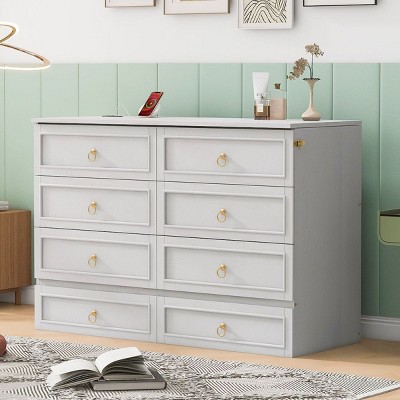 Streamdale Queen Murphy Bed with Large Drawers,White