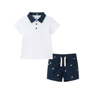 Andy & Evan  Infant White Polo & Seersucker Limes Short Set - 1 of 4