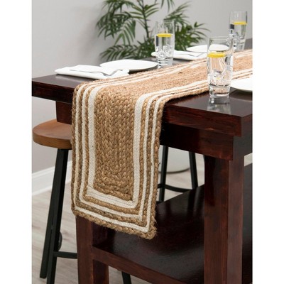 Unique Loom Braided Jute Gujarat Border Indoor Hand Made Area Rug