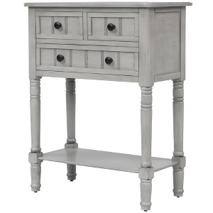 VYNXARIA Narrow Console Table, Slim Sofa Table with Three Storage Drawers and Bottom Shelf for Living Room, Easy Assembly (Gray Wash) - 1 of 4