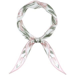 INSPIRE CHIC Women's Floral Printed Flowers Long Silky Satin Neck Scarves 1Pc - 1 of 4