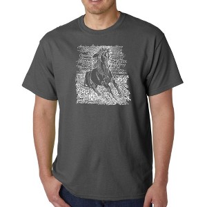 LA Pop Art Men's Word Art T-shirt - POPULAR HORSE BREEDS - 1 of 4