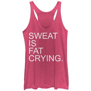 Women's CHIN UP Sweat is Fat Crying Racerback Tank Top - 1 of 3