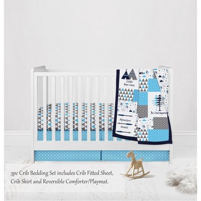 Bacati - Woodlands Aqua/Navy/Grey 3 pc Crib Bedding Set