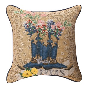 Floral Texas Blue Bonnets Pillow – 17 x 17 inch by Manual Woodworkers and Weavers - 1 of 3