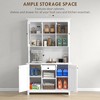 Freestanding Rustic Buffet with Hutch, 4 Door Farmhouse Kitchen Pantry Storage Cabinet, Microwave Stand with Beadboard Panel, Drawer - 4 of 4