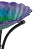 Northlight 18” Purple and Green Swirled Hand Painted Glass Outdoor Birdbath - 3 of 4
