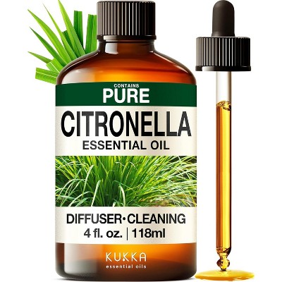 KUKKA Citronella Essential Oils - 4 Fl Oz - for Hair, Skin, Diffuser, Aromatherapy & DIY Soap Making Scent